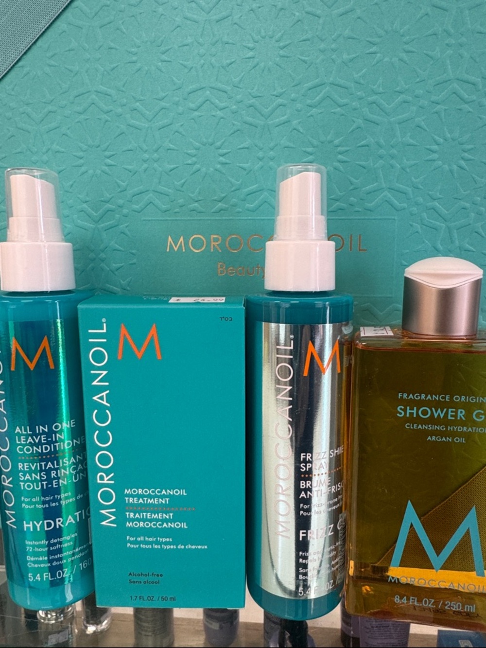 Moroccanoil Hair Care Set in Teal with Orange Accents